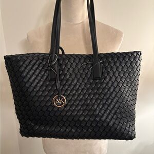NWT Anne Klein Black Woven Tote Bag